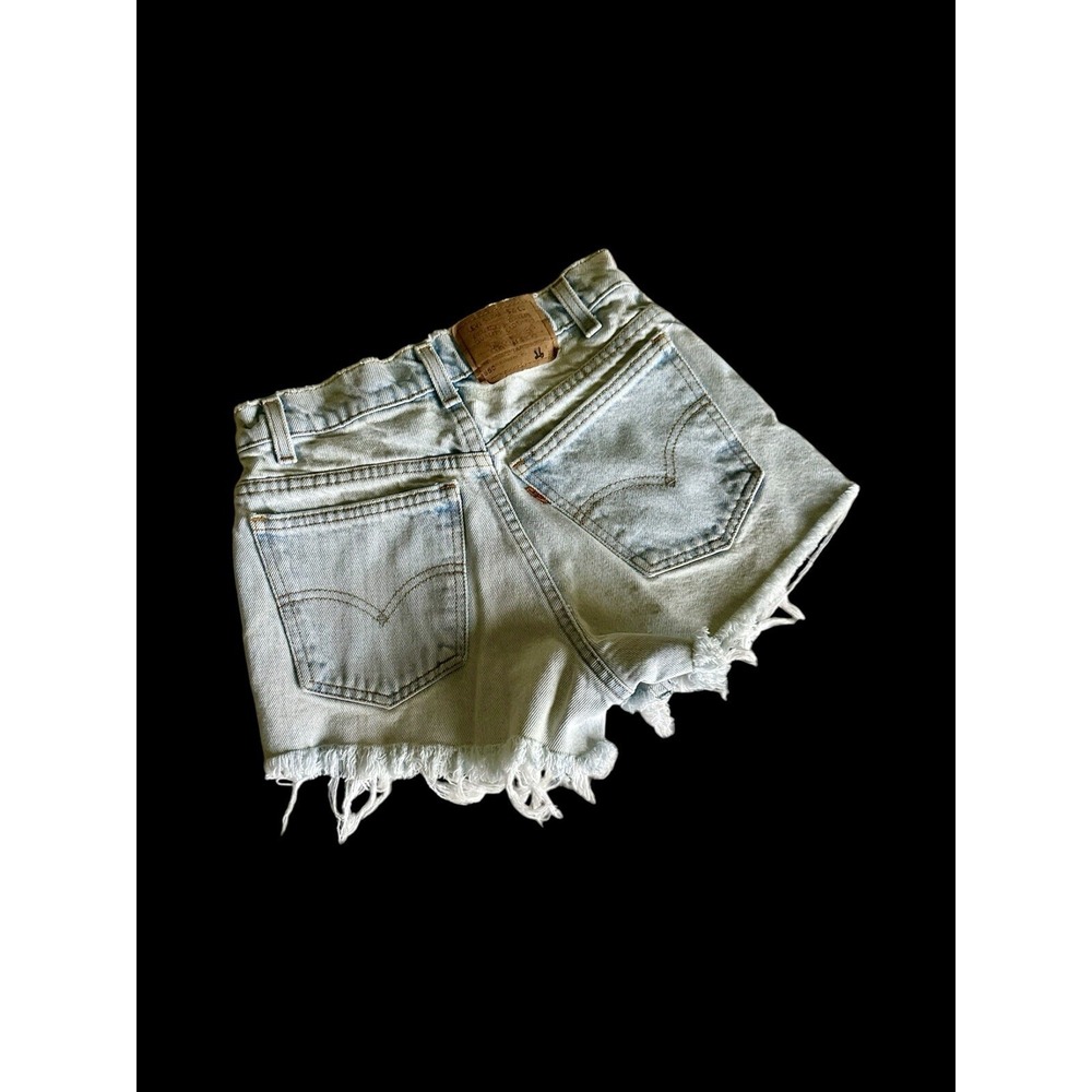 Vintage Levis 550 Cut Off Jean Shorts Womens 24 Light Wash Orange Tab Student - Picture 5 of 13